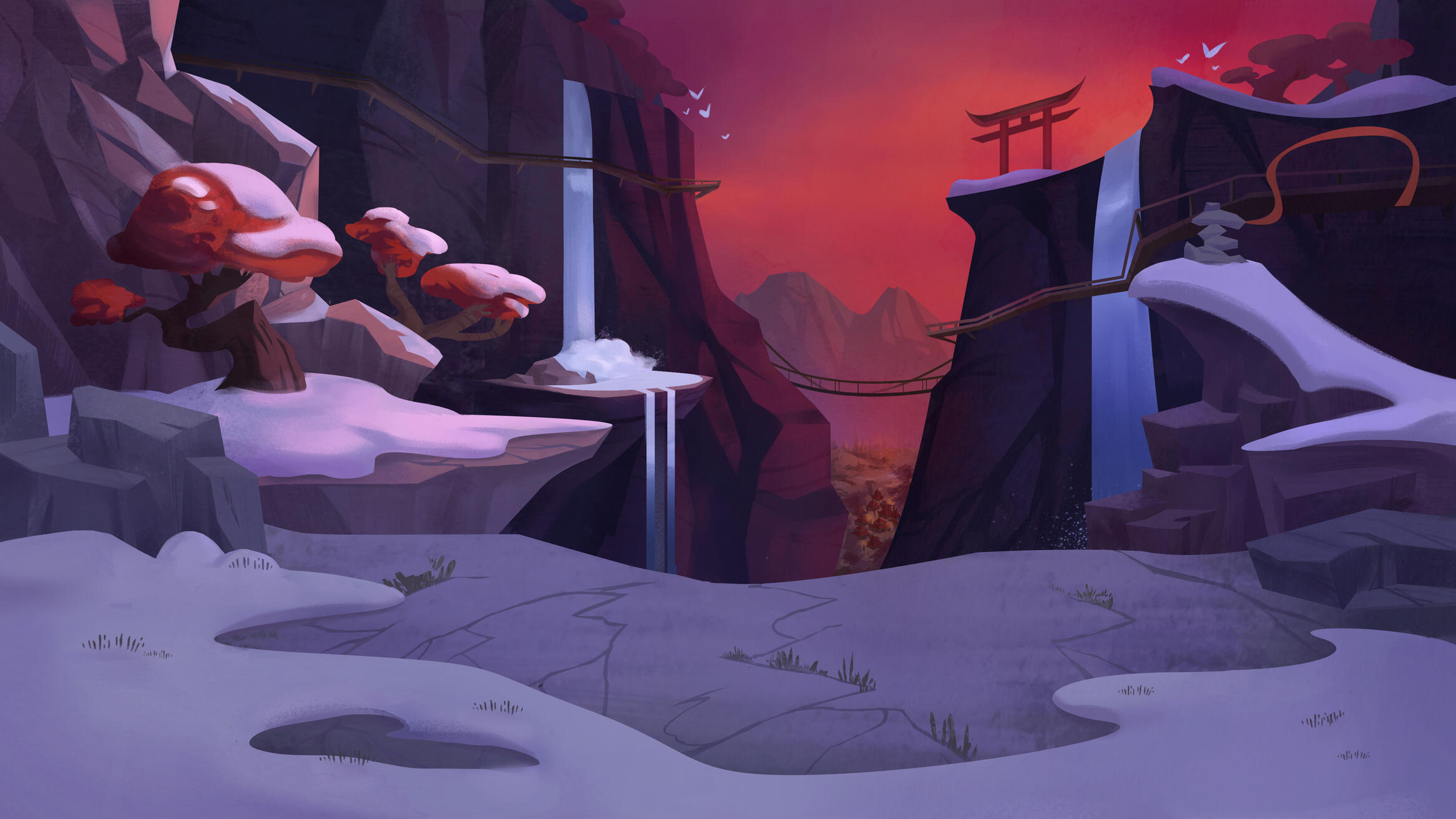 Mountain pass sketch final illustration